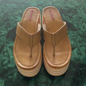 Prada Strap  Thong Leather platform Sandals